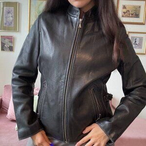 Black Leather Biker Jacket  